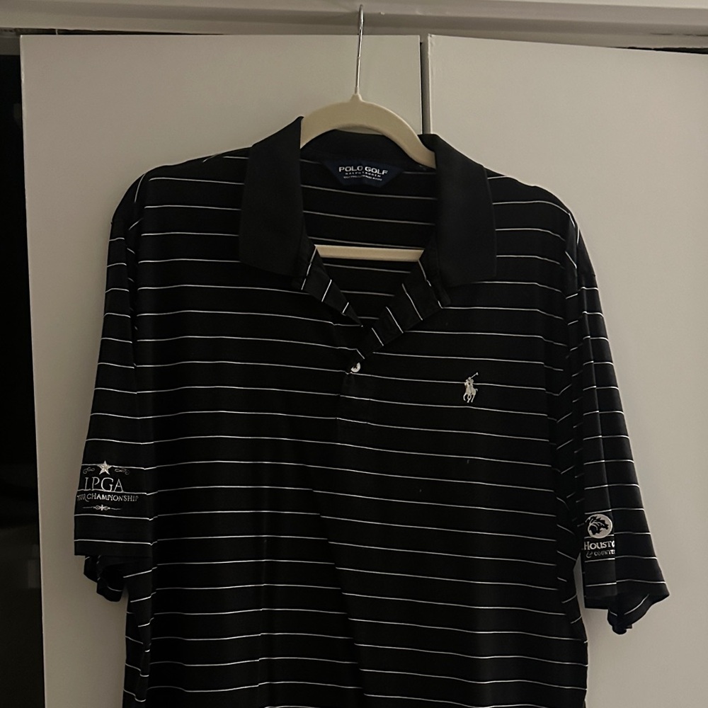 Polo Golf Black and White Golf Shirt (LPGA Championship, The Houstonian Club)